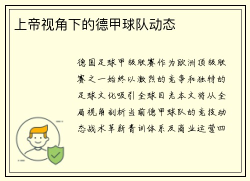 上帝视角下的德甲球队动态